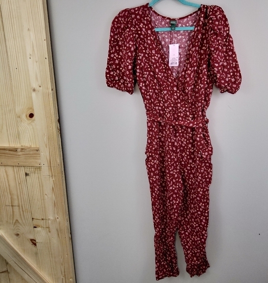 Wild Fable Berry Maroon Jumpsuit with Belt NWT - Picture 4 of 8